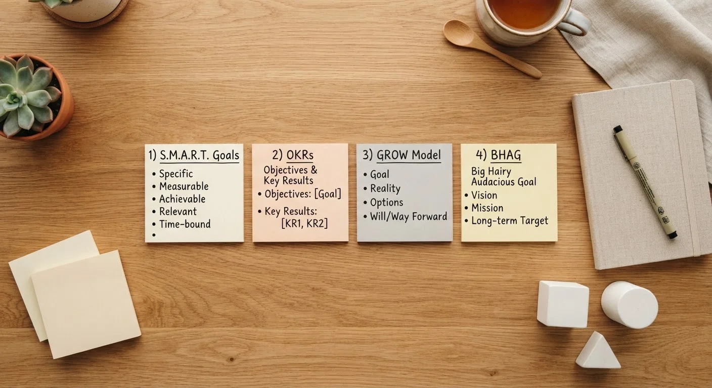 Goal-Setting Frameworks Side by Side: SMART, OKRs, WOOP, and More